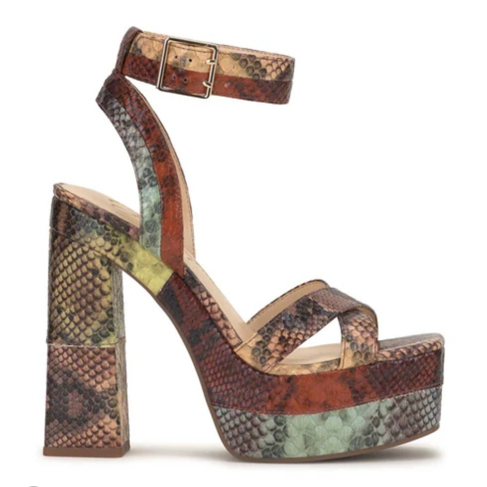 Jessica Simpson Multi-Color Snake-Print Platform Ankle Strap Sandal 🔥 Size 8.5